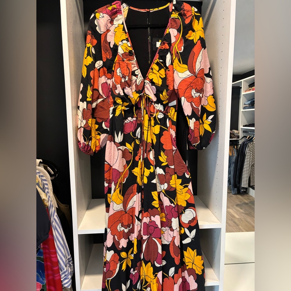 Anthropologie Floral V-Neck Maxi Dress